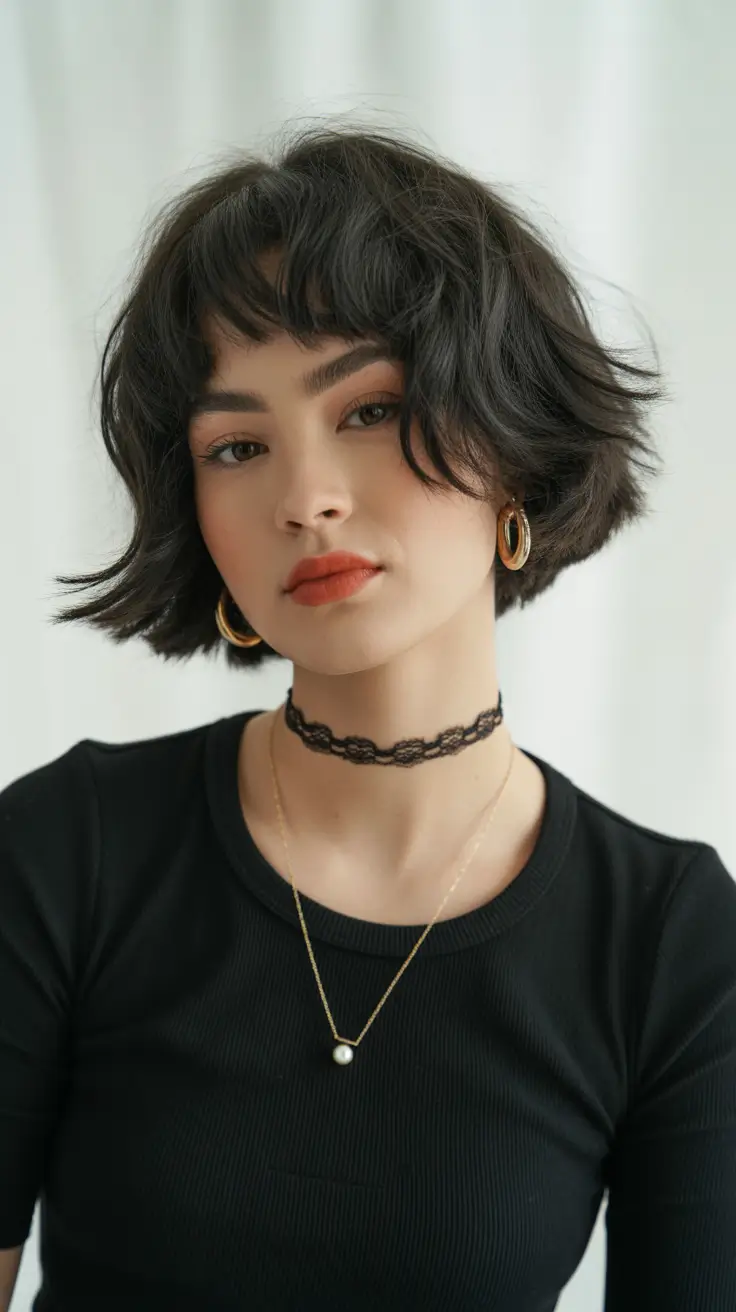 winter bob haircuts Choppy Bob with Playful Bangs