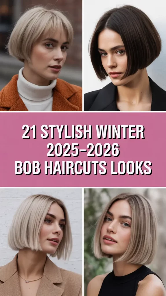 Stylish Winter 2025–2026 Bob Haircuts Looks: Brown, Pixie & Aespa-Inspired Short Hair Trends
