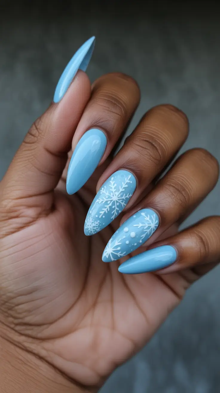 blue christmas nails winter Frosted Blue Whisper