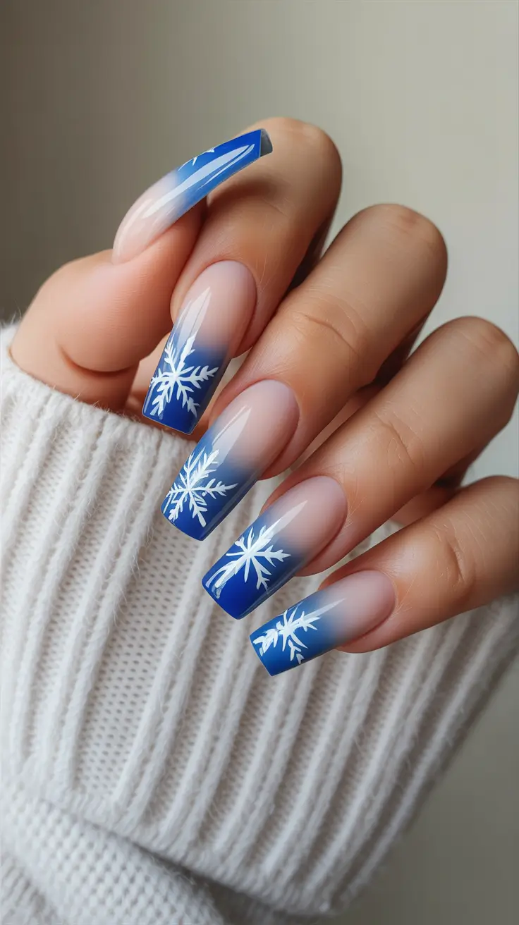 blue christmas nails winter Polar Nightfall