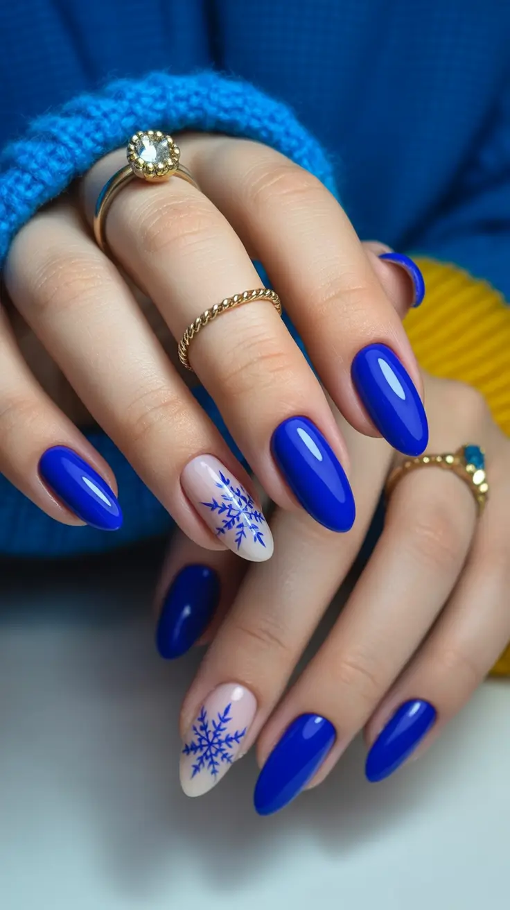 blue christmas nails winter Royal Ice Bloom