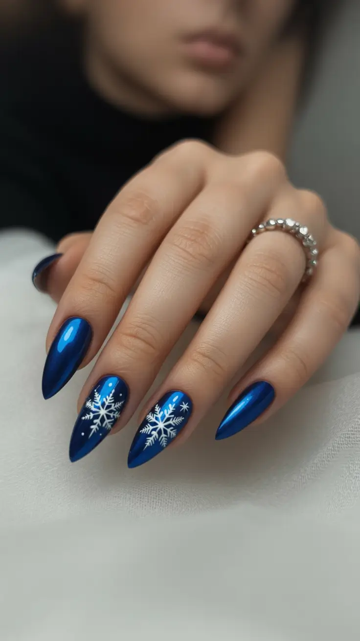 blue christmas nails winter Arctic Chrome Flakes