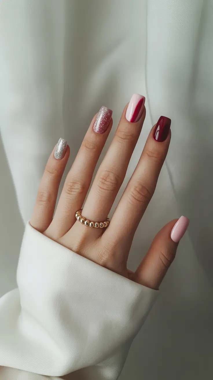 short-winter-nails-red-ideas-2025-Berry-Glitz