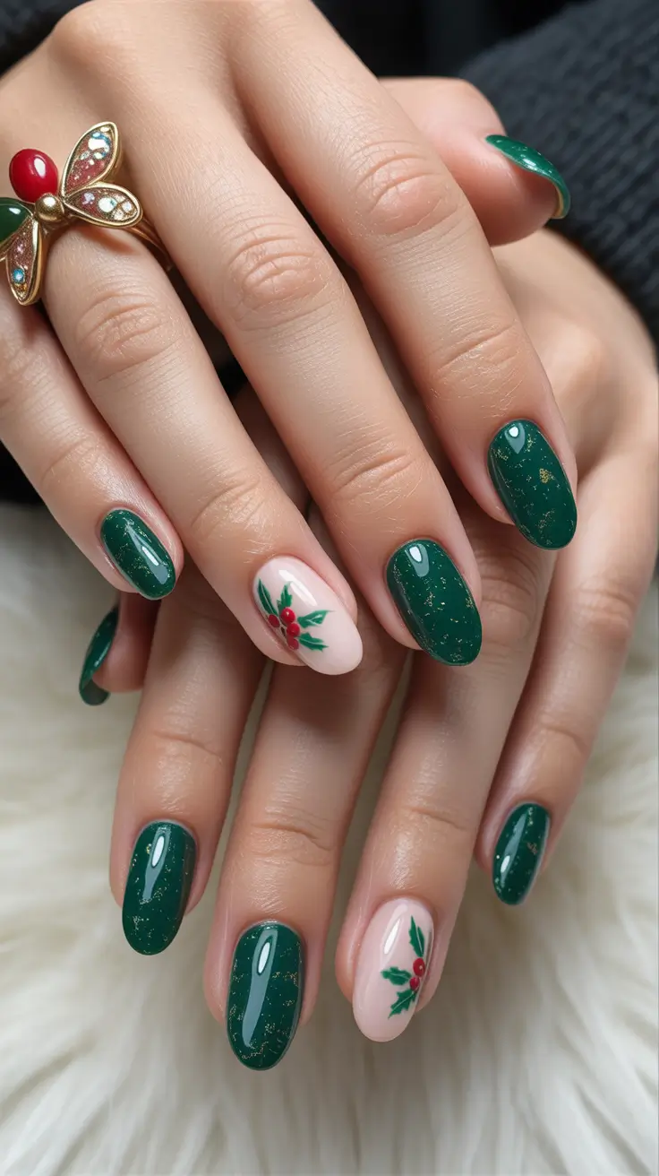short-winter-nails-green-ideas-2026-Emerald-Holiday