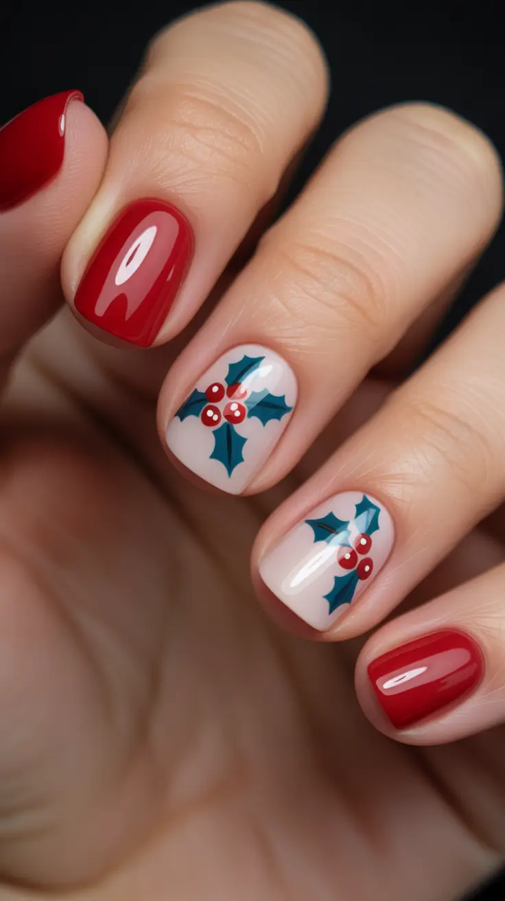 short-winter-nails-ideas-2026-Holly-Jolly-Charm
