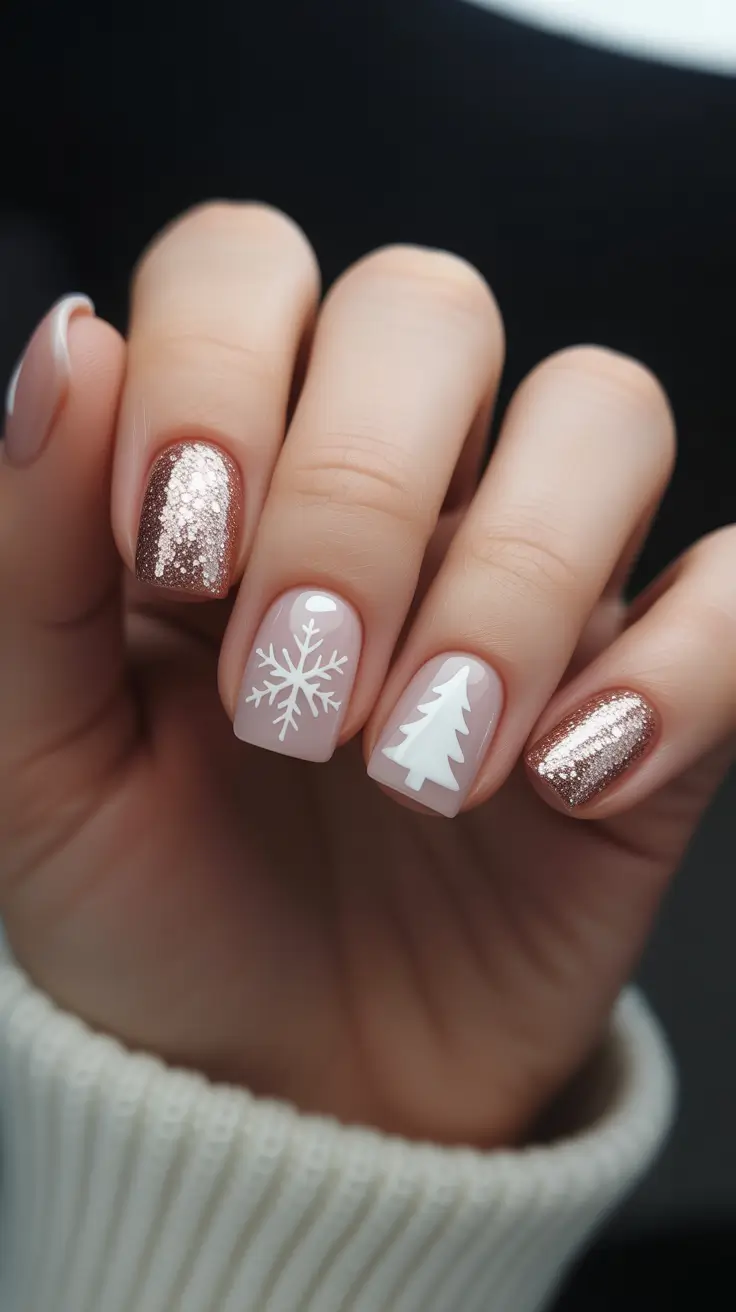 short-winter-nails-ideas-2026-Frosted-Rose-Gold