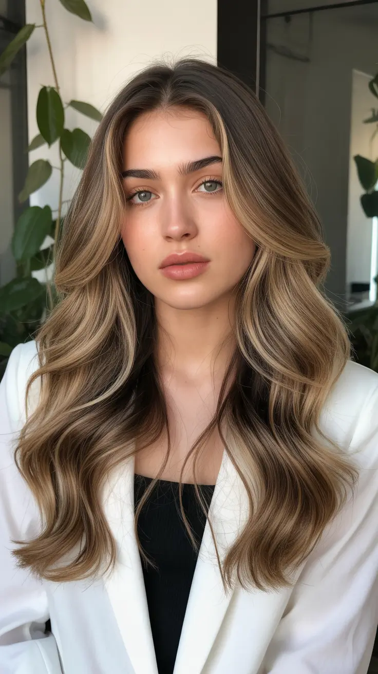 winter hair color balayage ombre Warm Caramel Balayage with Natural Flow