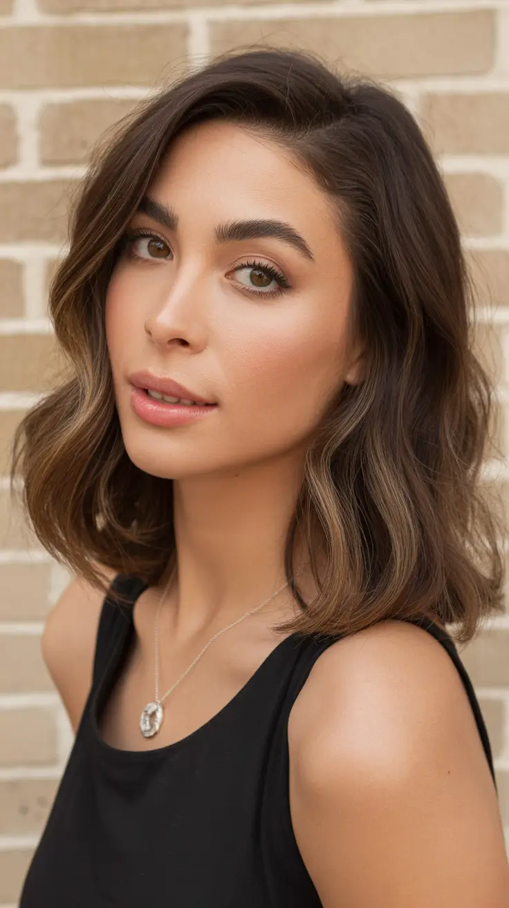 winter hair color for brunettes balayage Soft Mocha Balayage Bob with Velvet Texture