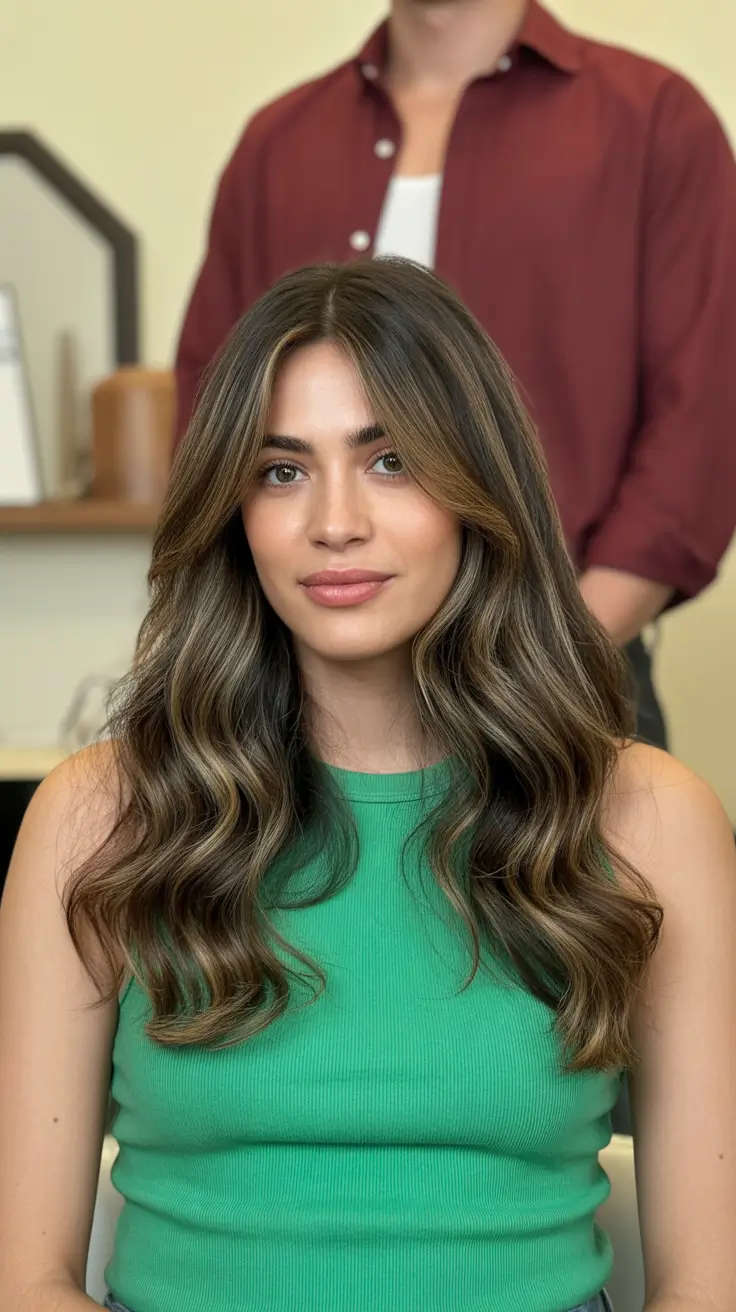 winter hair color for brunettes balayage Subtle Brunette Balayage with Cool Undertones