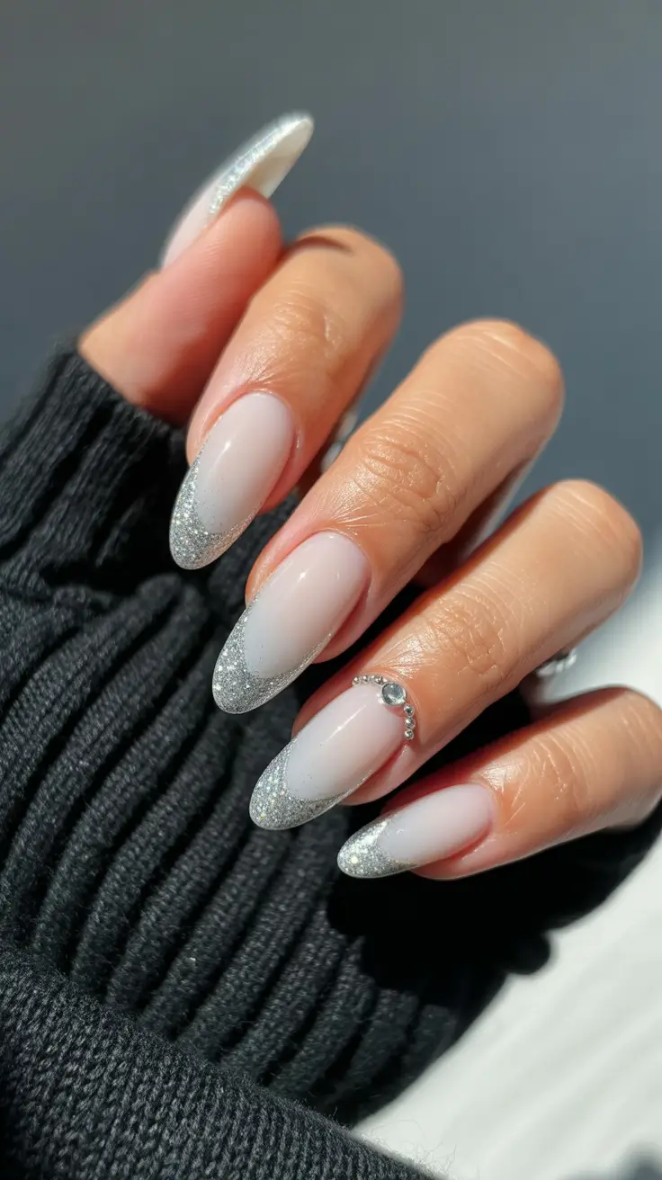 white christmas nails 2025 crystal edge glow
