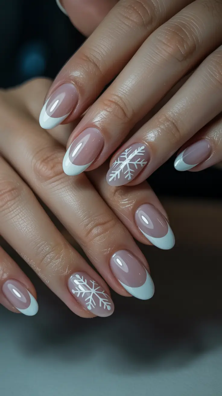 white christmas nails 2025 classic french frost