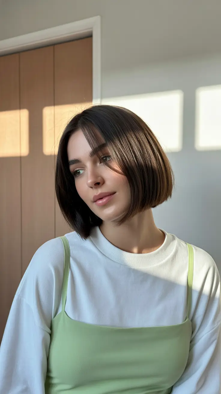 winter hair color short bob haircuts Modern Sleek Bob With Middle Part