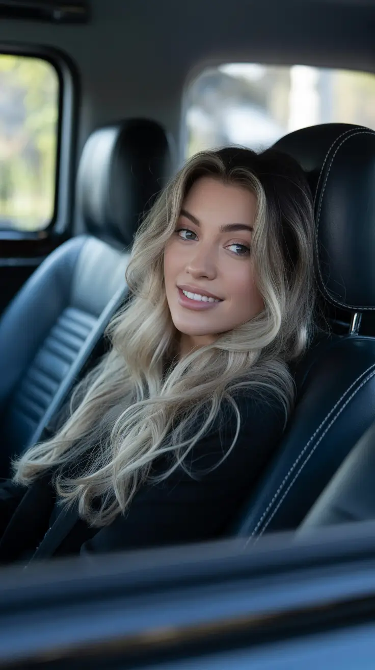 medium length haircut winter color Cool Blonde Waves With Depth