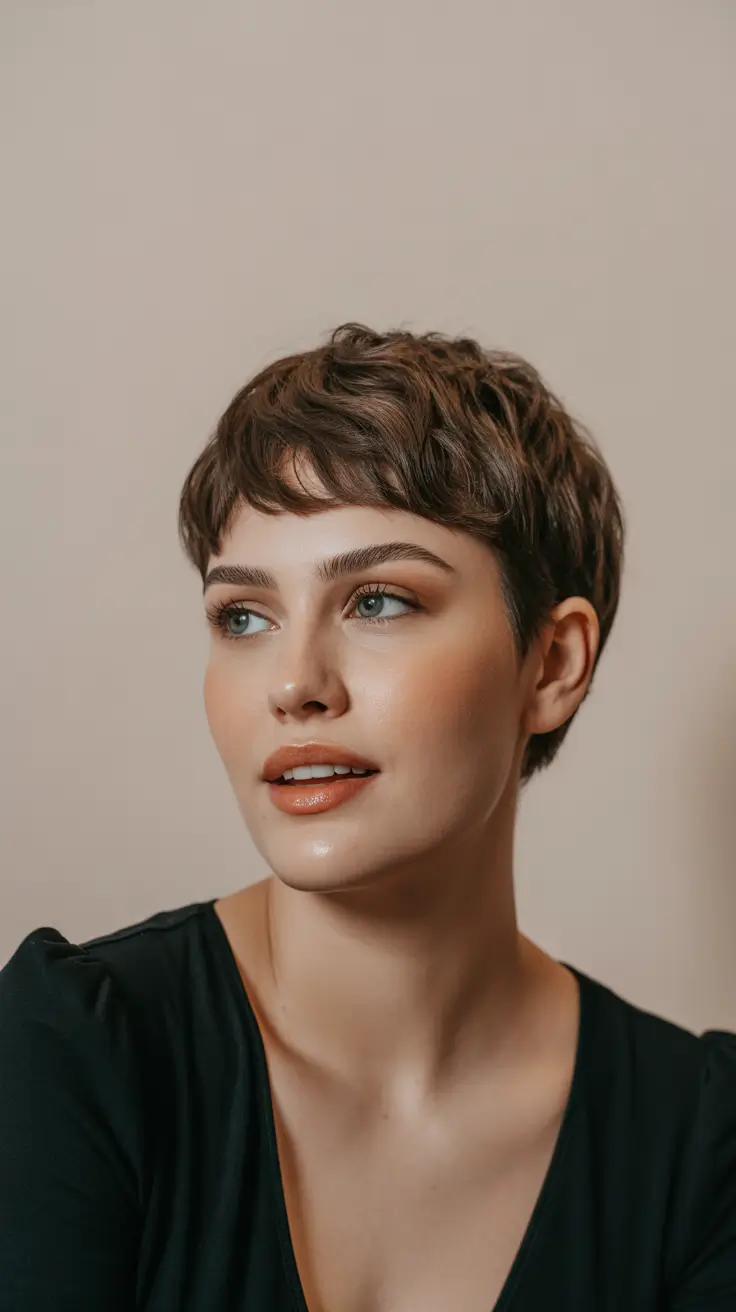 winter hair color short bob haircuts brown Soft Pixie With Texture
