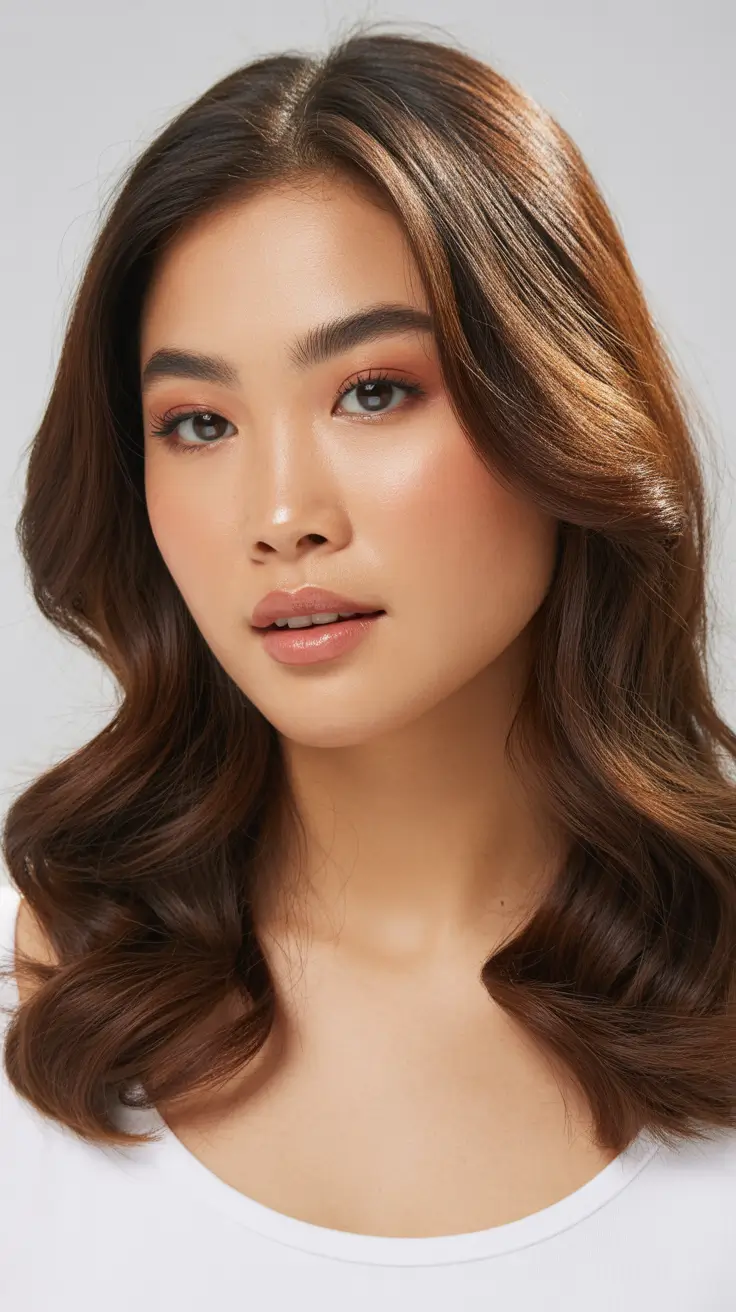 winter haircuts for round faces Polished Chocolate Waves