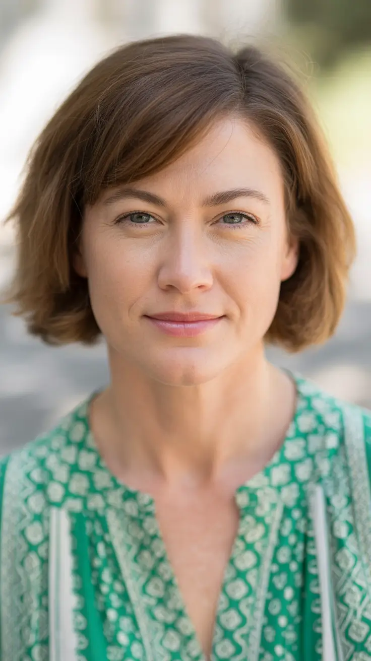 winter 2026 haircut round face Classic Layered Bob with Side Sweep