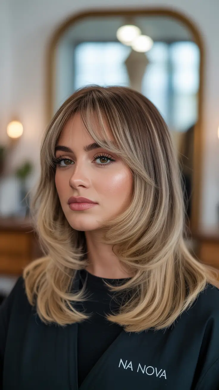 winter haircuts medium round faces Feathered Medium Cut with Volume