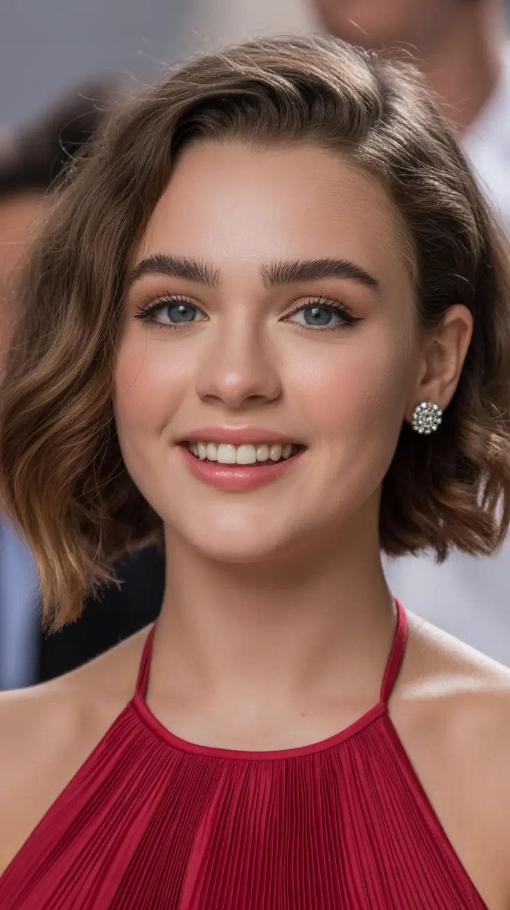 winter haircut for round face Textured Wavy Bob