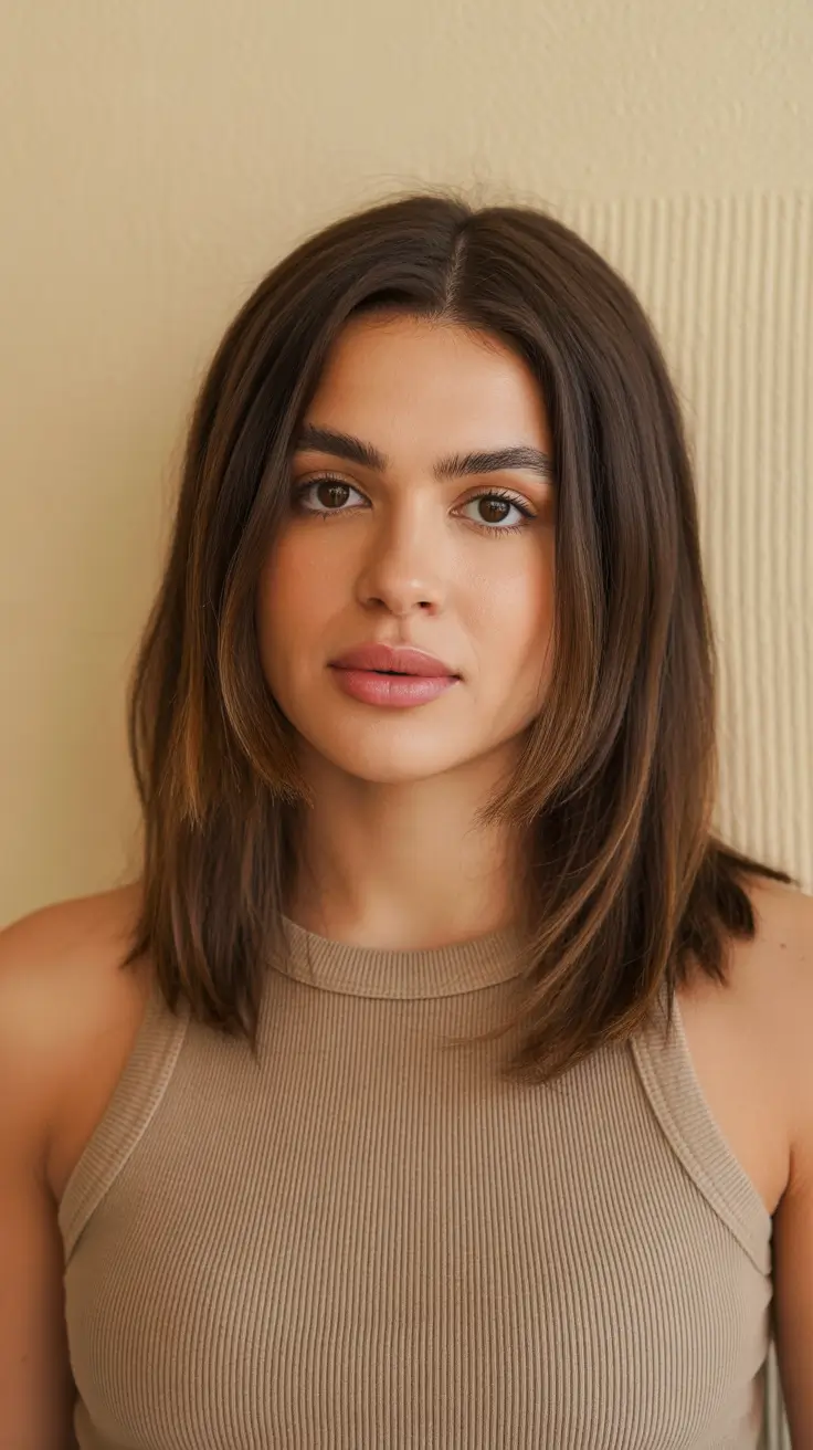 winter medium haircuts 2026 - 2025 Natural Brunette Layers with Effortless Grace