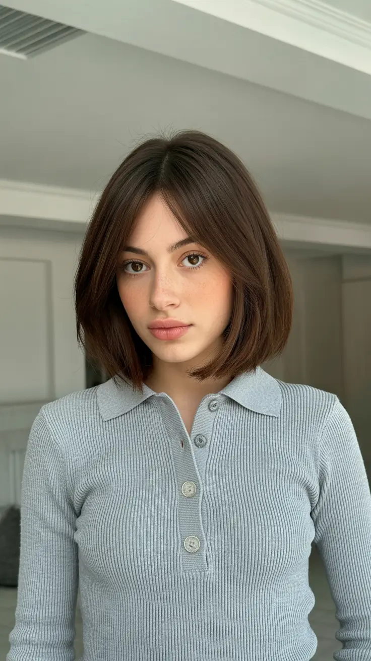 winter medium haircuts 2026 - 2025 Airy Brunette Bob with Subtle Layers