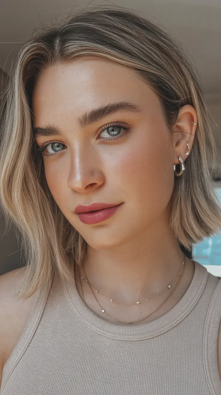 winter medium haircuts 2026 - 2025 Sleek Short Bob with Lived-in Blonde