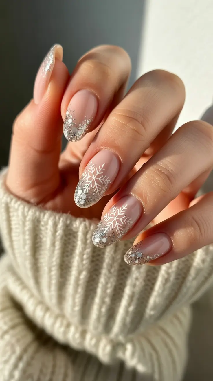 winter nails ideas snowflake Snowflake Silver Elegance