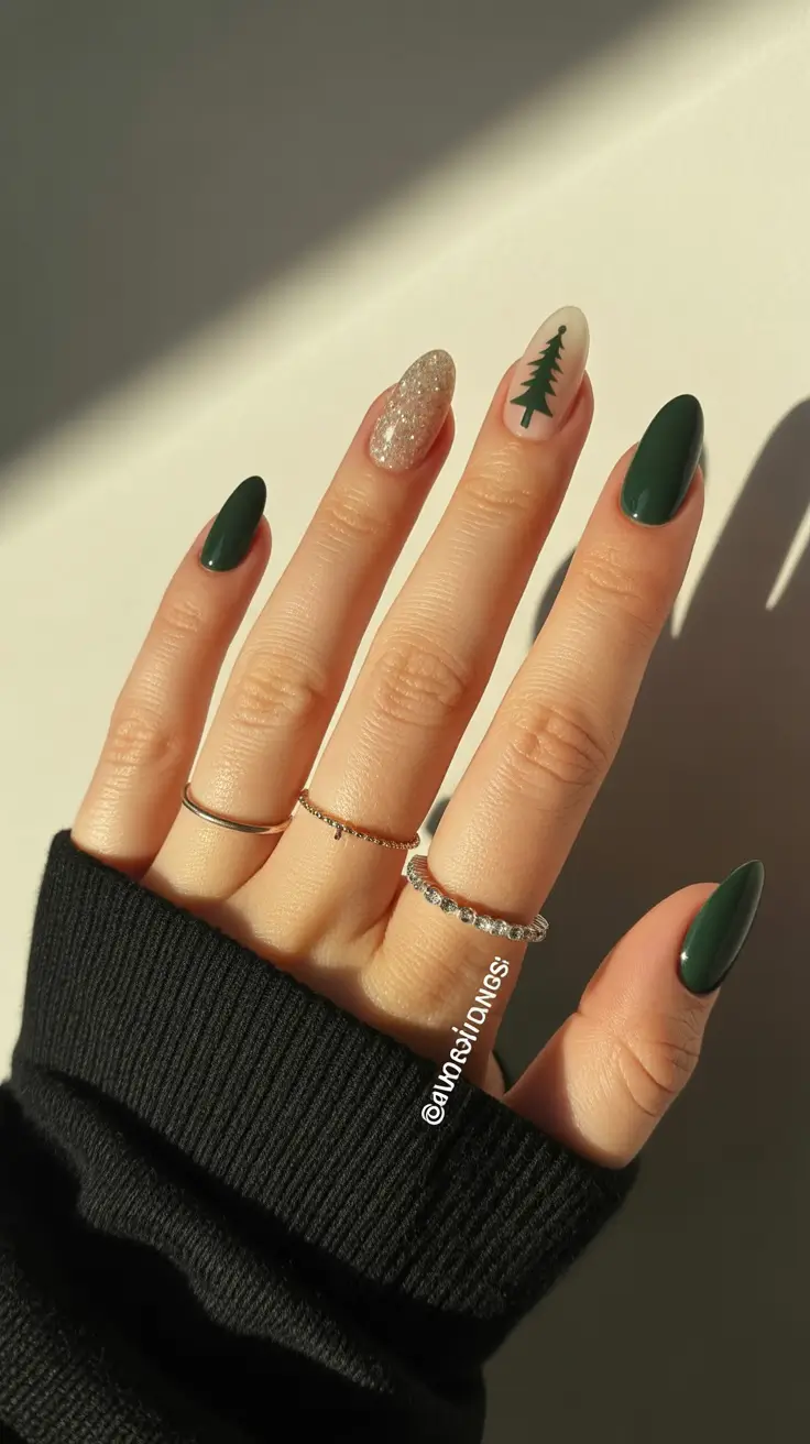 winter nails ideas green Emerald Glow
