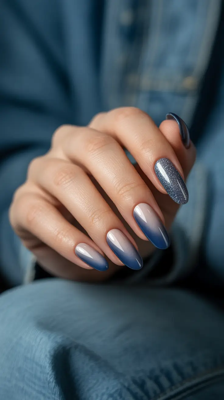 winter nails ideas blue Blue Velvet Fade