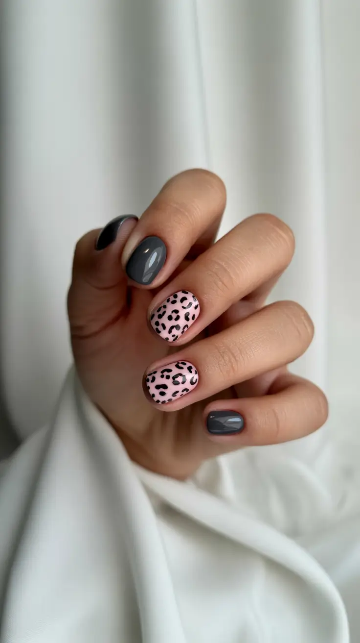 winter nails ideas pink Winter Leopard Twist