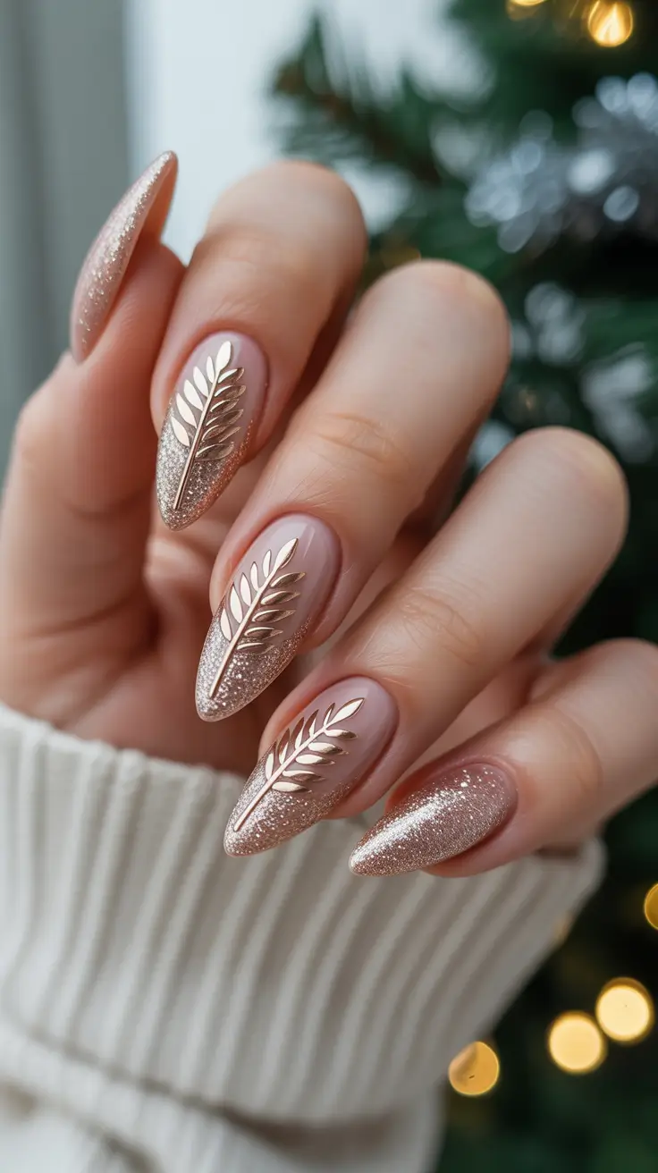 winter nails ideas gold leaf Golden Leaf Glam