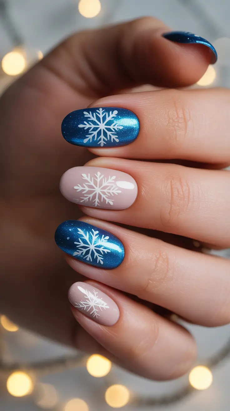 winter nails ideas snowflake Snowflake Glow