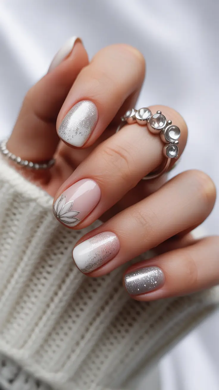 winter nails ideas white Frosted Petal Grace
