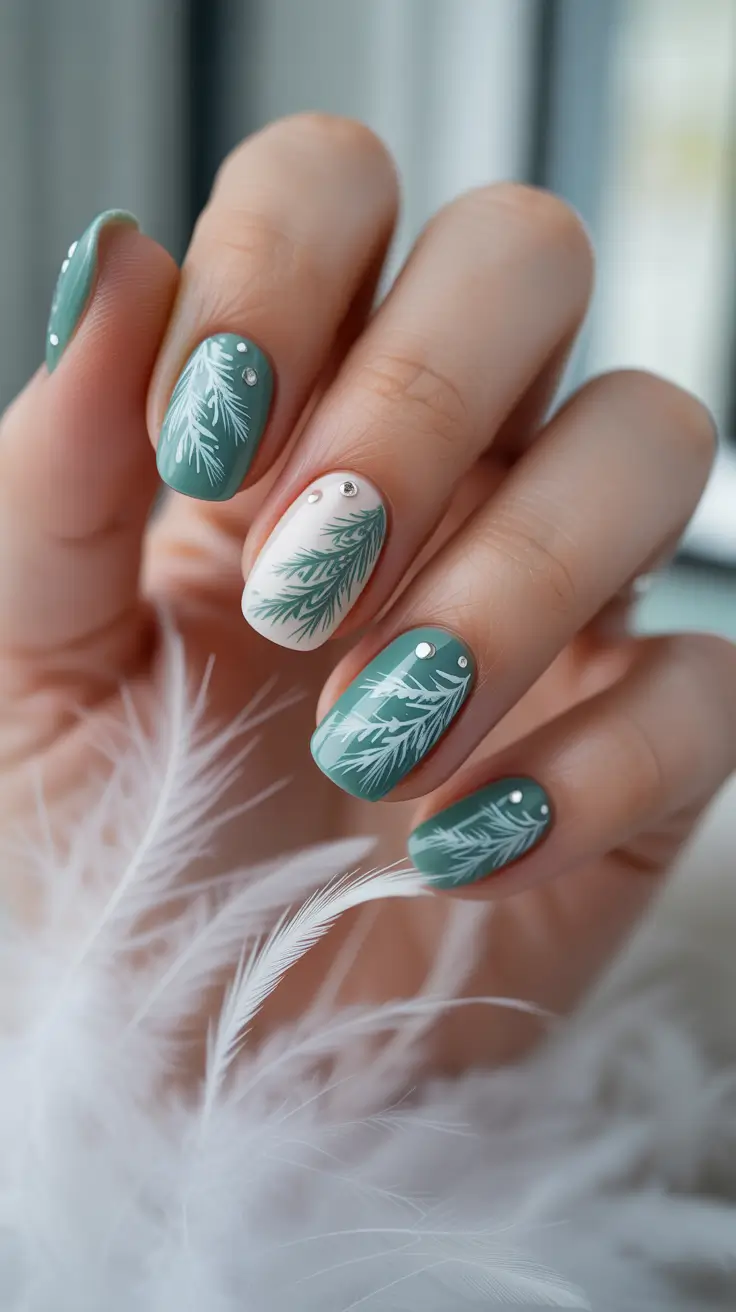 winter nails ideas green Evergreen Whispers