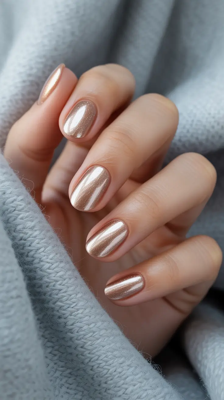 winter nails ideas simple Champagne Chrome Calm