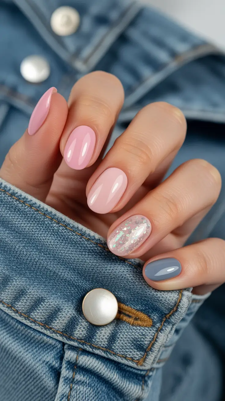 Winter 2025-2026 short nails color and design Soft Frosted Pastels