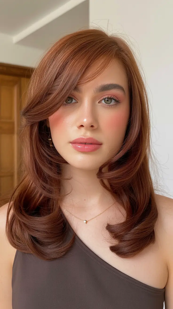 Soft Copper Elegance trending hair color for winter 2026