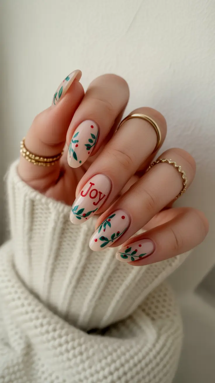 winter almond nails ideas 2025 Joyful Holly Design