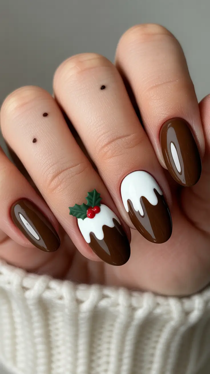 winter almond nails ideas 2025 Chocolate Pudding Delight