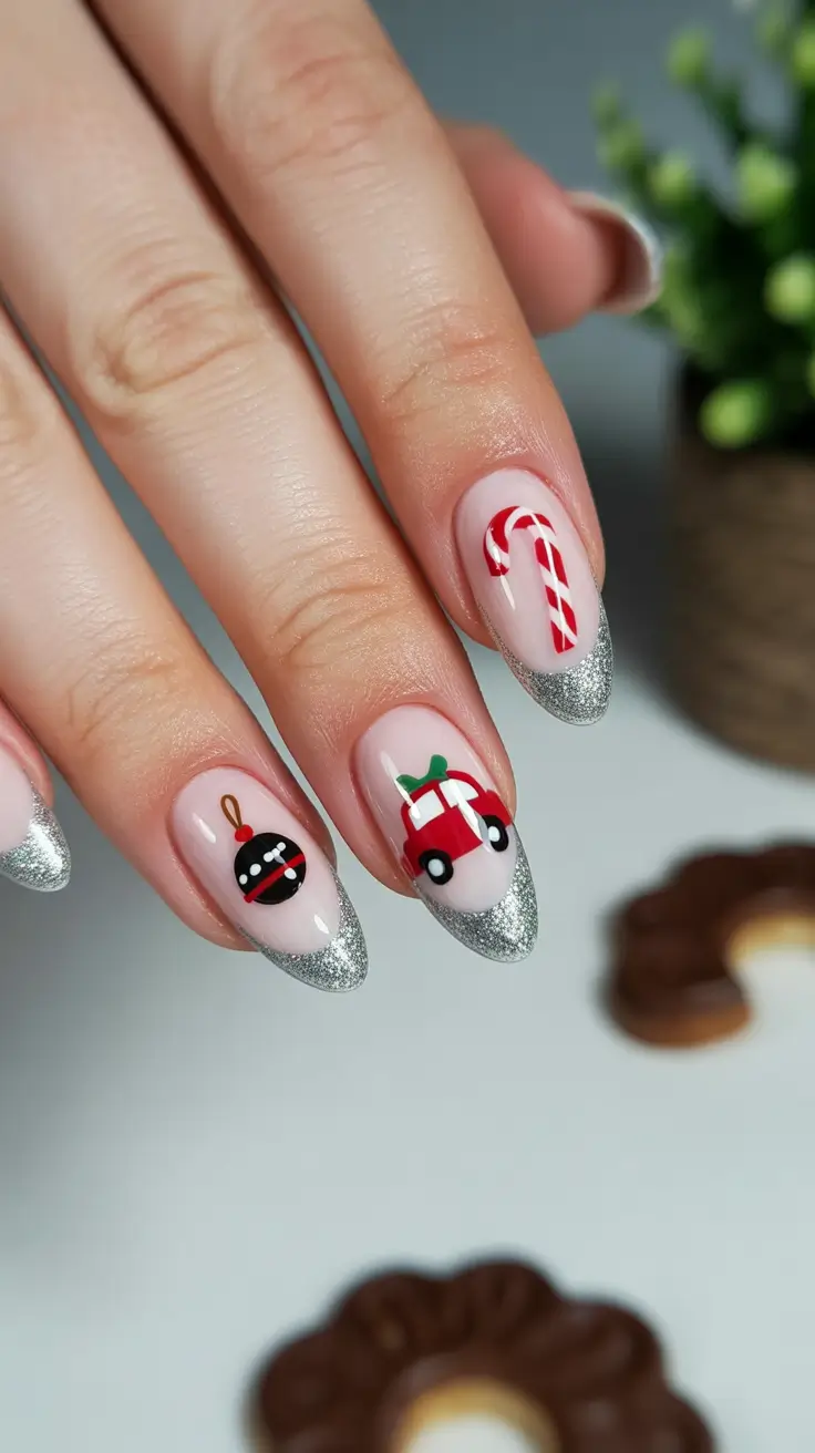 winter almond nails ideas 2025 Holiday Road Trip