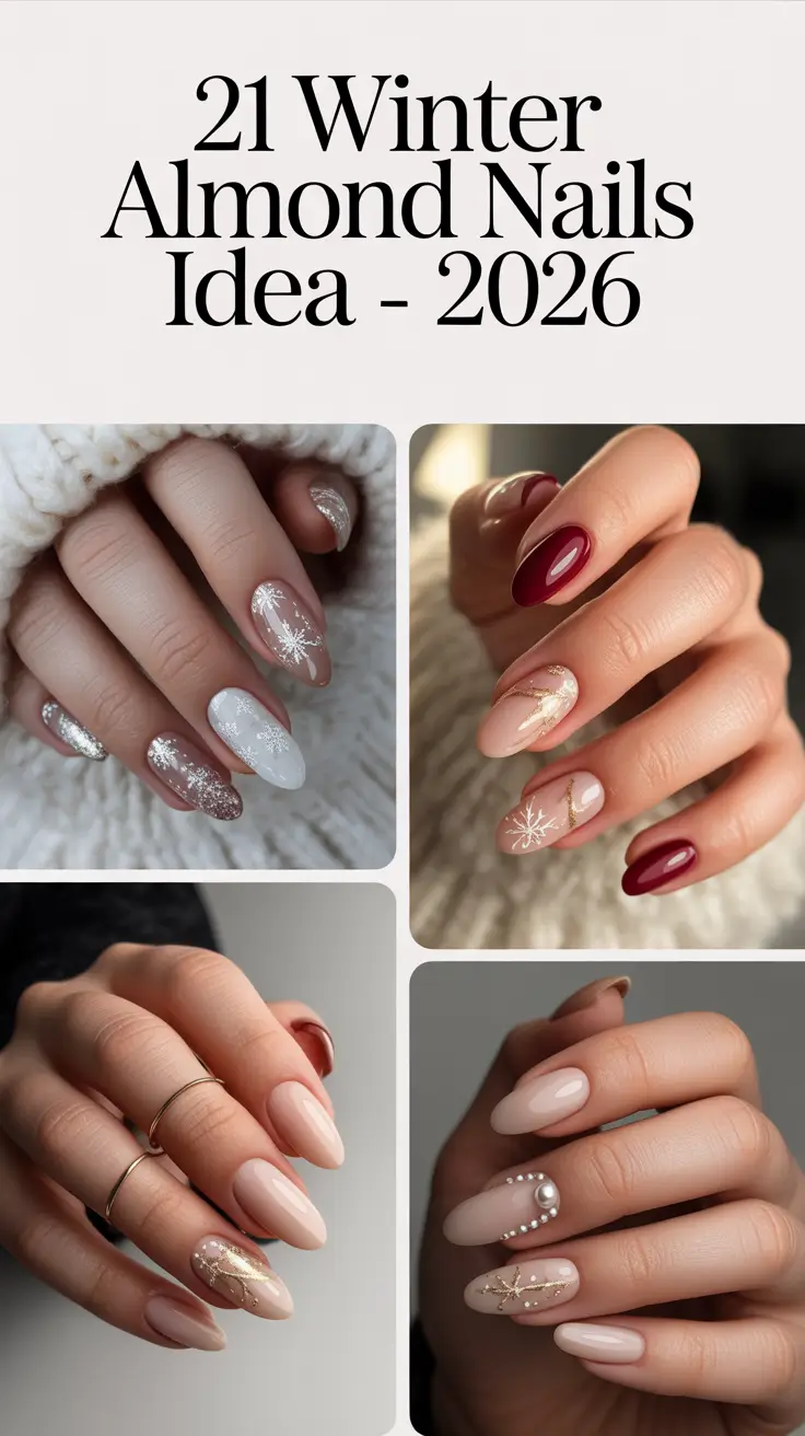 Winter Almond Nails Ideas 2025–2026: Classy, Cute & Christmas-Inspired Designs