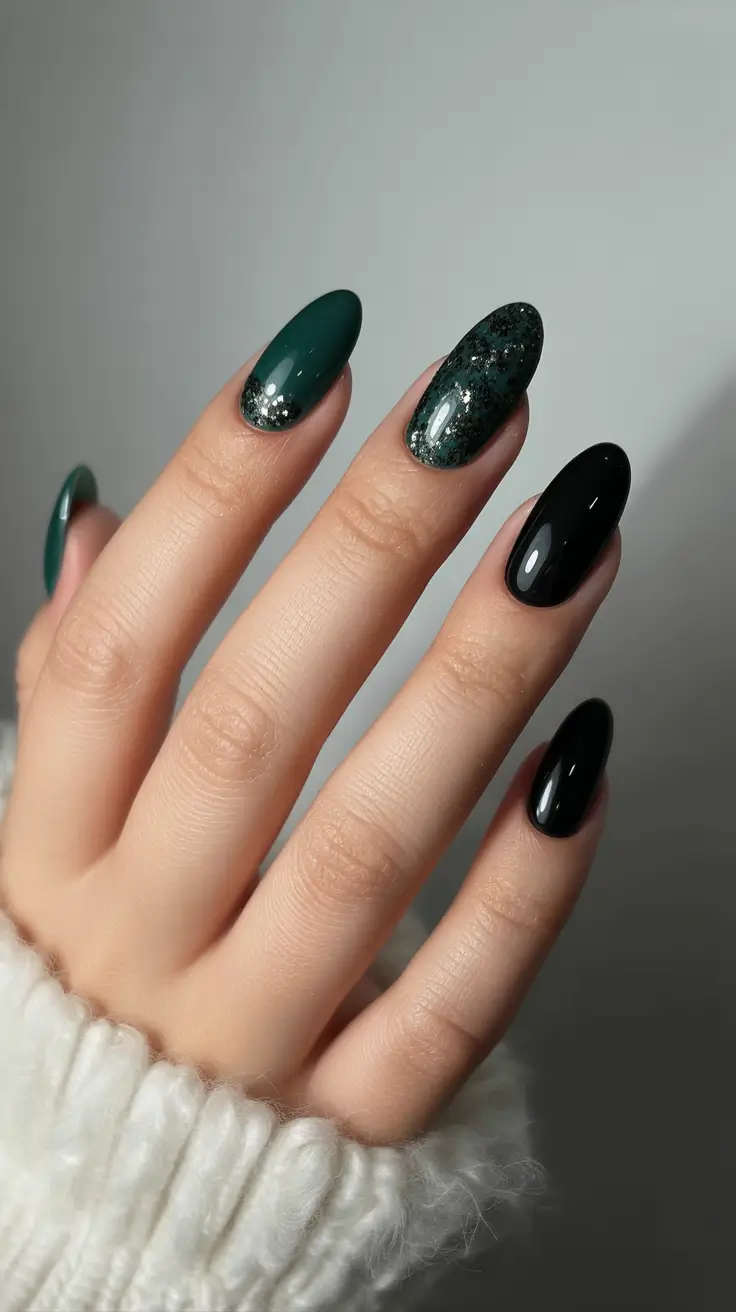 winter gel nails ideas 2025–2026 Emerald Velvet