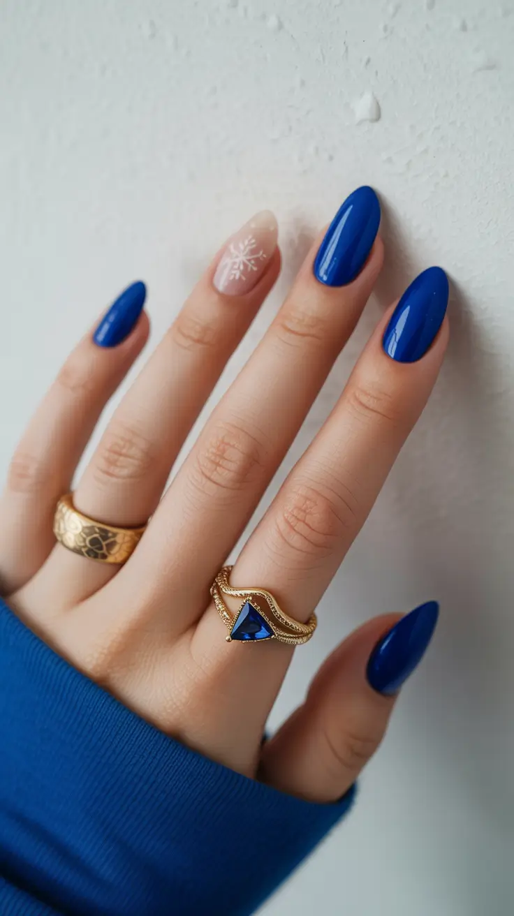 winter gel nails ideas 2025–2026 Royal Blue Frost