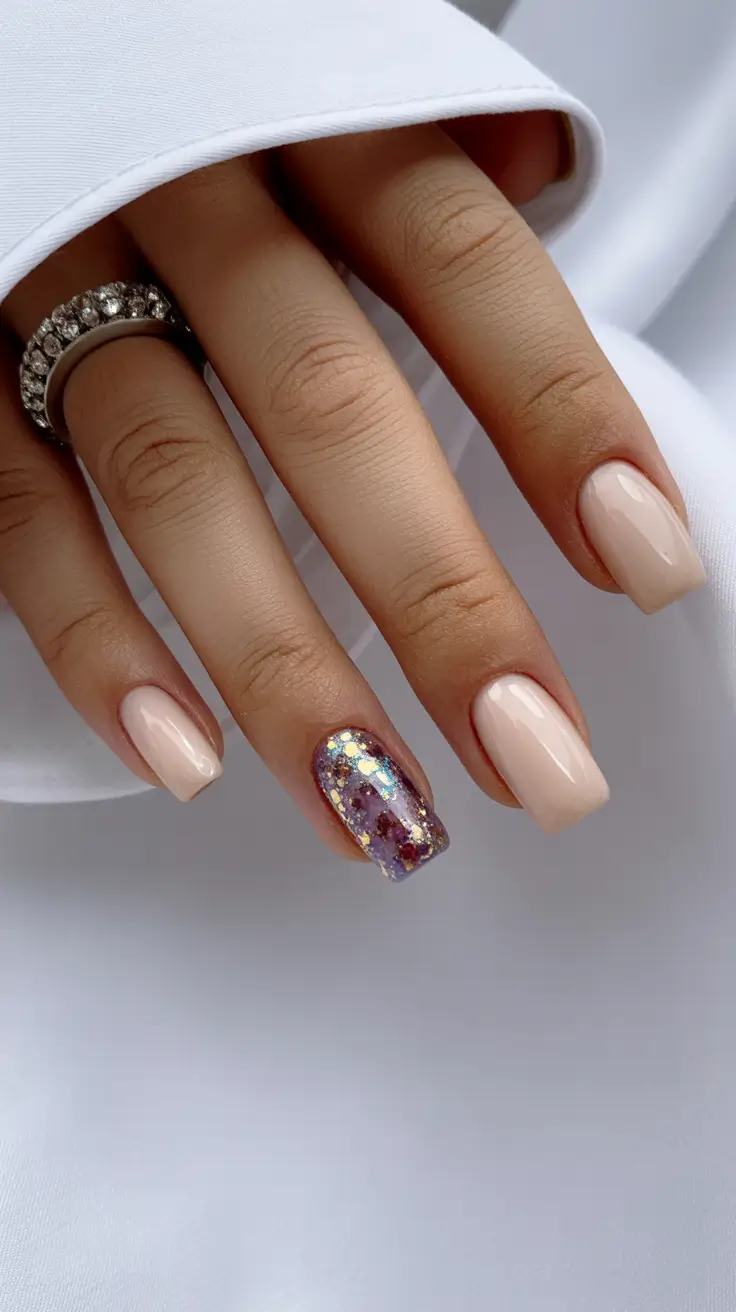 winter gel nails ideas 2025–2026 Crystal Glow Minimalism