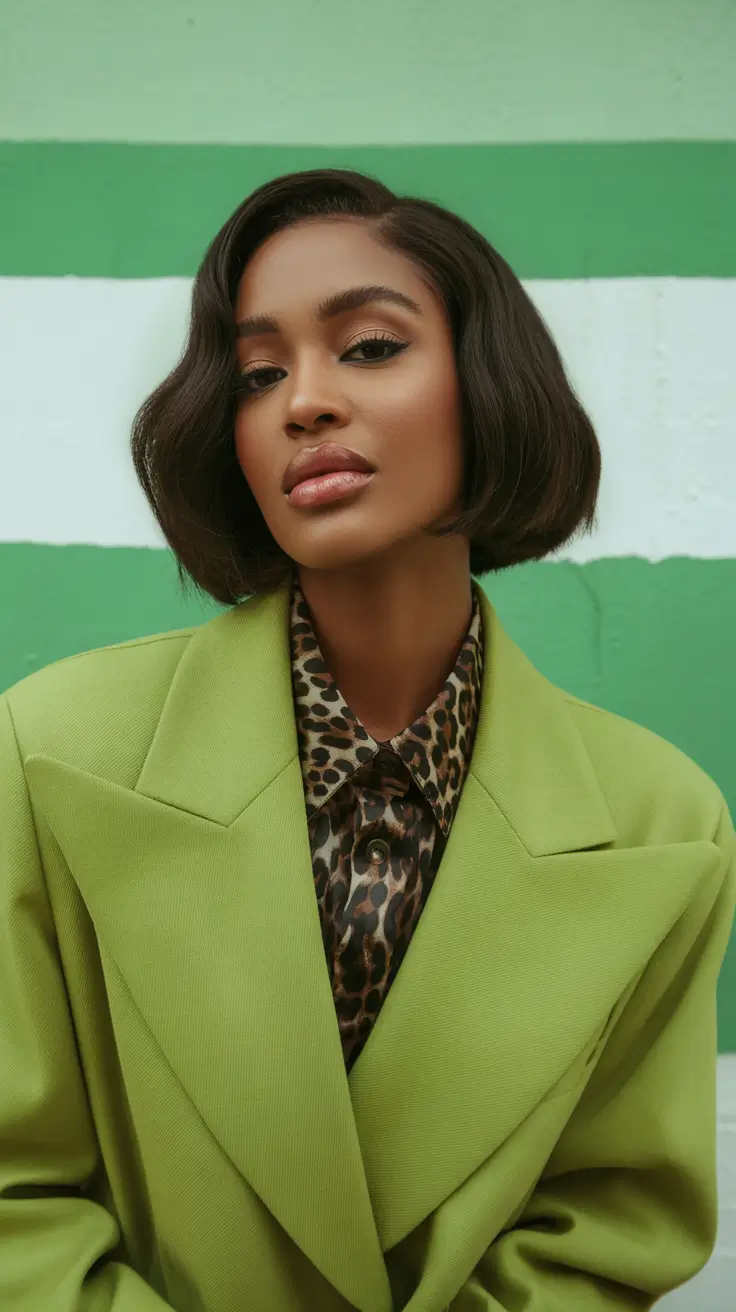 winter hair colors for black women Glossy Espresso Bob