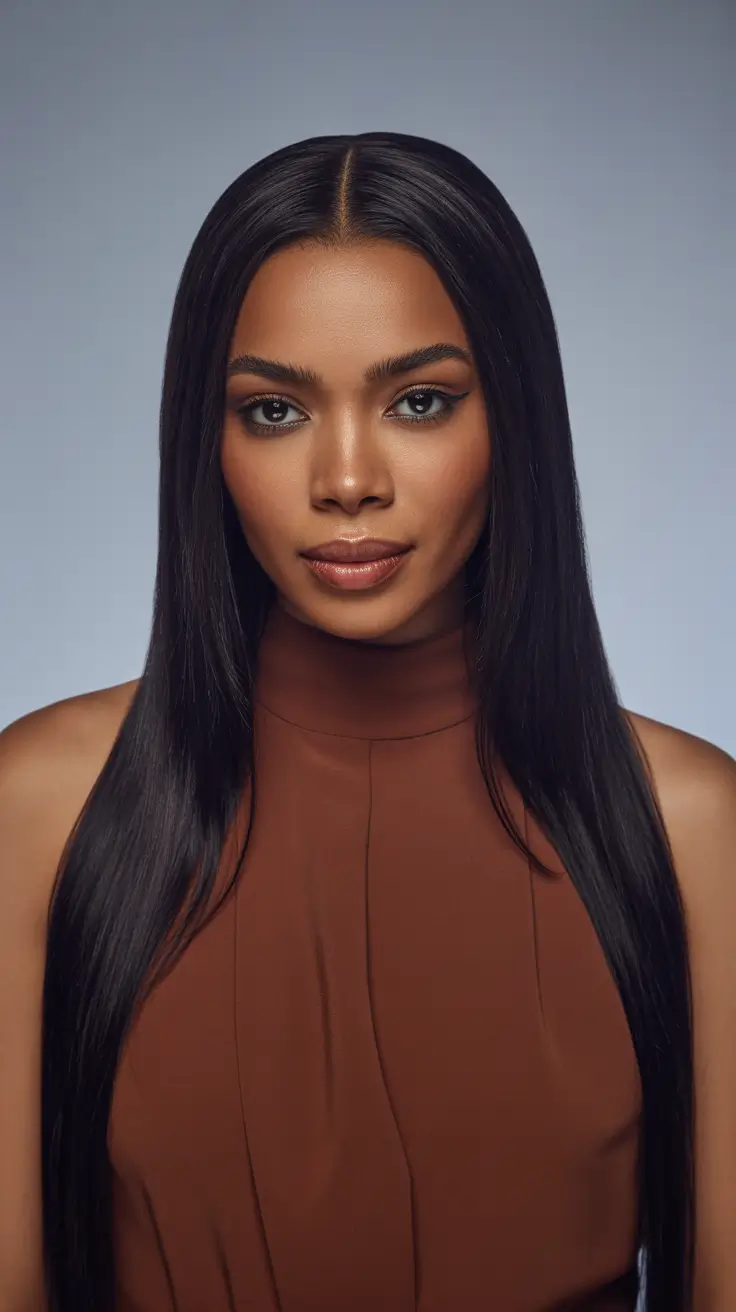 winter hair colors for black women Chestnut Silk Straight