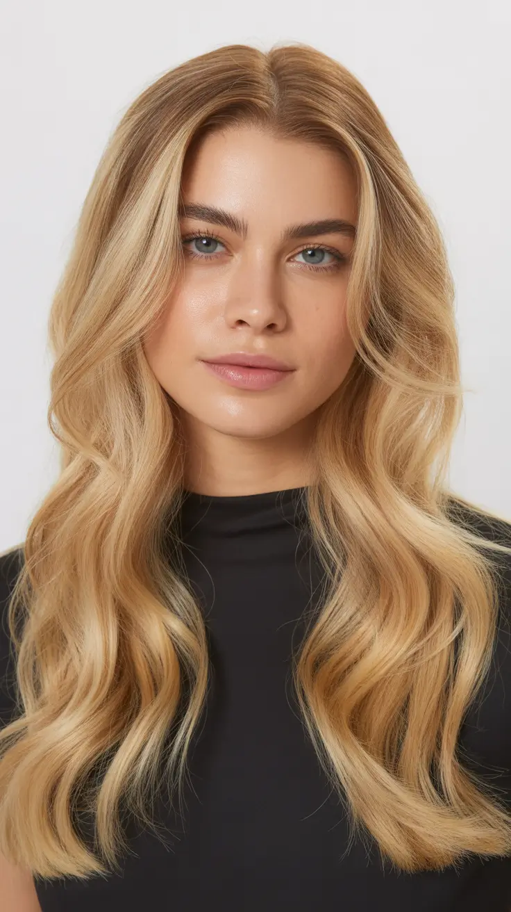 winter hair colors 2025-2026 for blondes Golden Radiance Waves