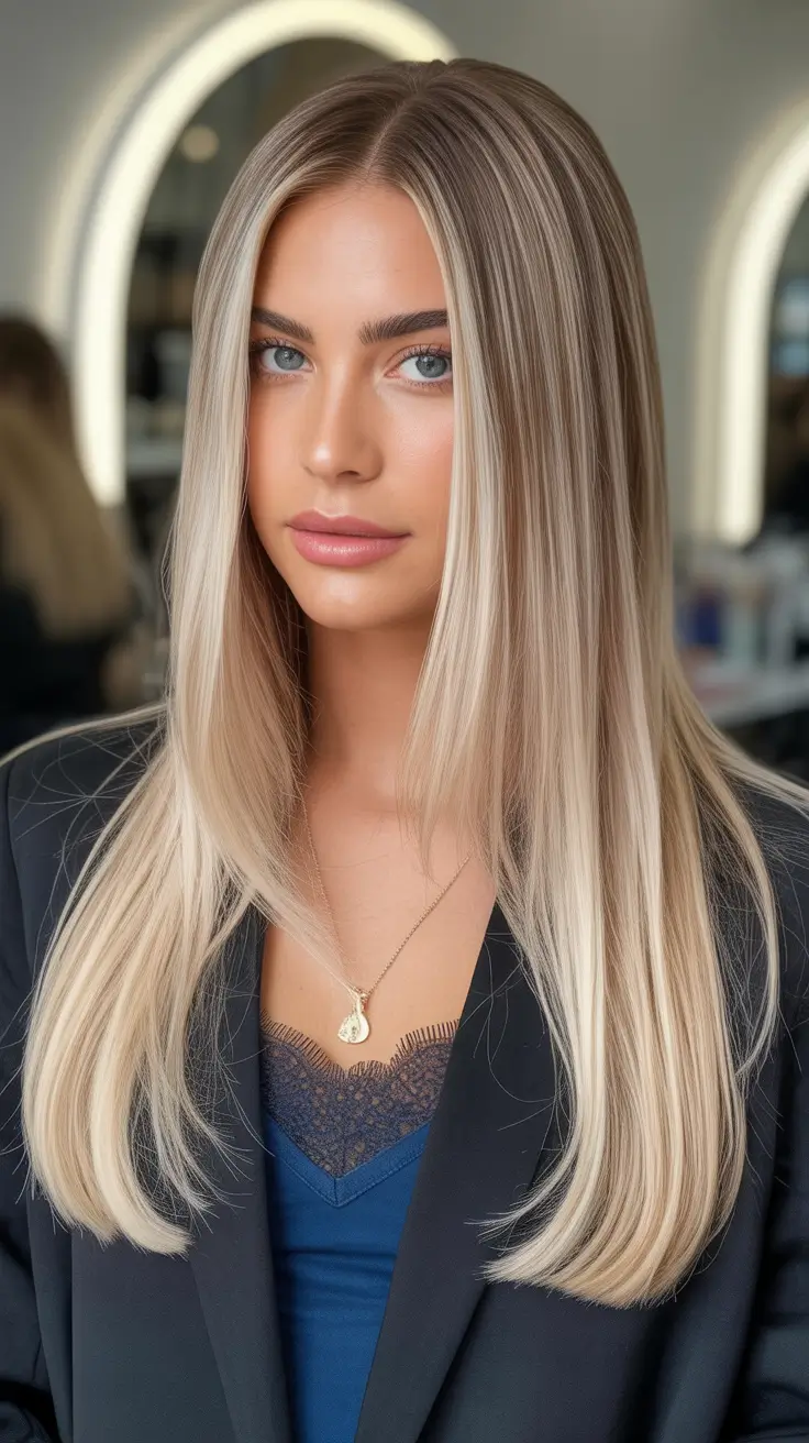 winter hair colors 2025-2026 for blondes Frosted Linen Straight