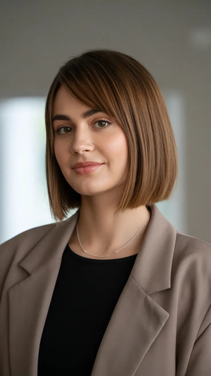 Winter hair colors 2025 2026 for brown hair Warm Chestnut Bob