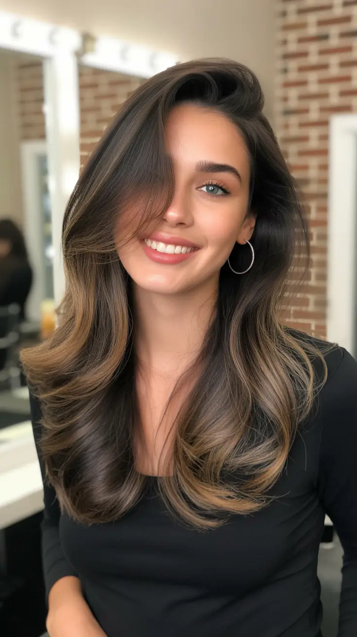 Winter hair colors 2025 2026 for brown hair Soft Brunette Balayage with Dimensional Ends