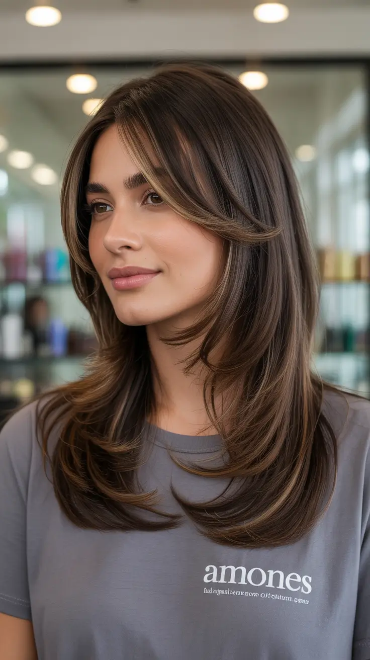 Winter hair colors 2025 2026 for brown hair Layered Espresso Brown